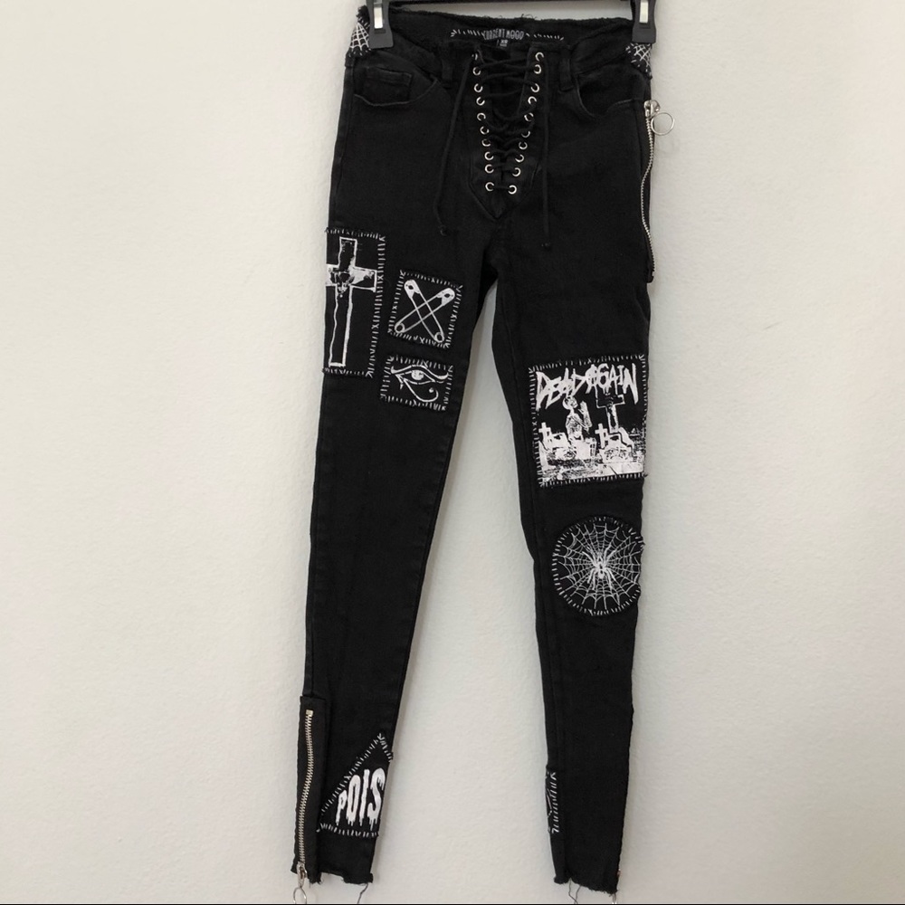 Current Mood Patch Lace Up Jeans